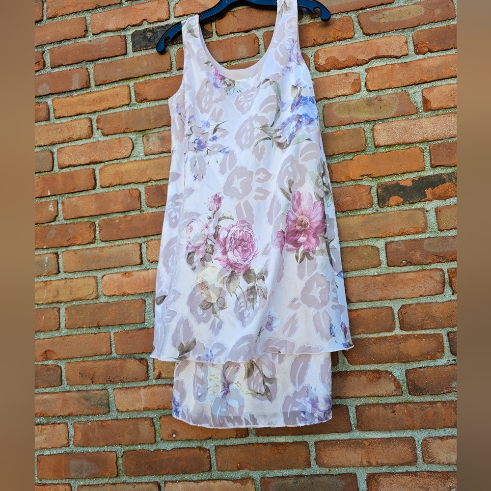 Vintage S.L. Fashions Floral Burnout Velvet Overlay A-Line Dress – Size 8